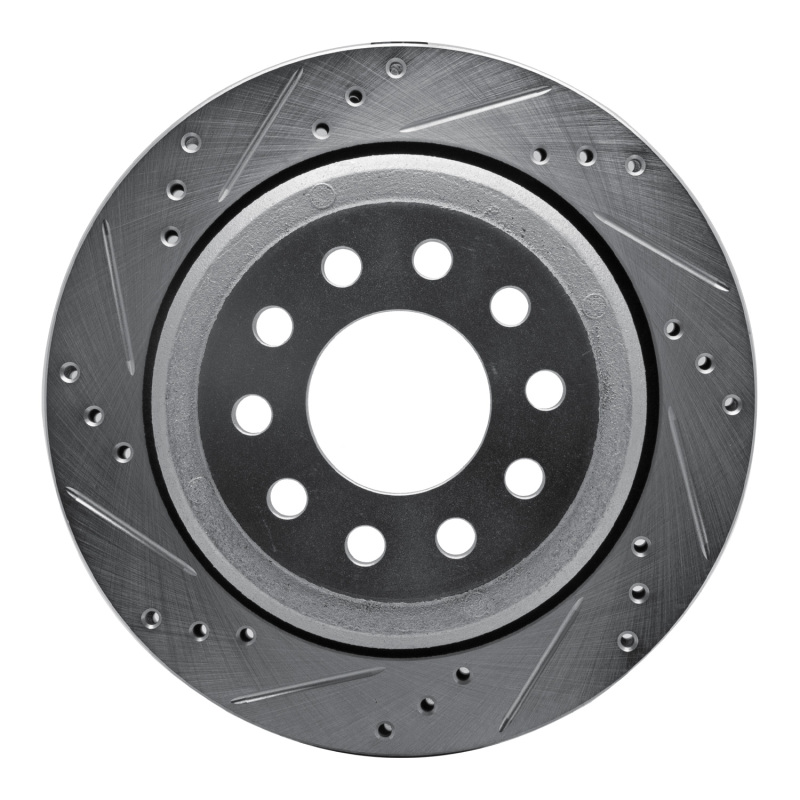 Lincoln Town Car Brake Rotor (1) - Rear Left - R1 Concepts - Drilled & Slotted - Silver - `03-`11